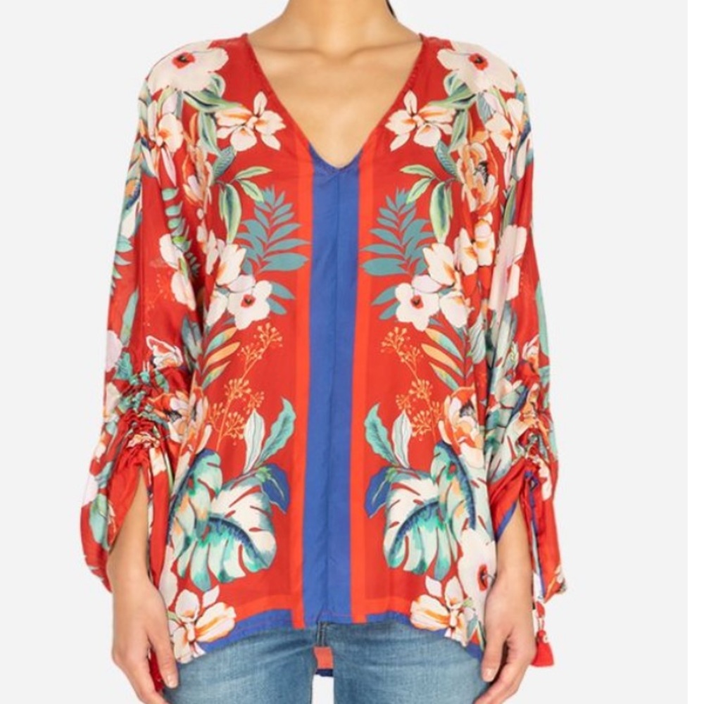 Johnny Was Evy Silk Floral Blouse - Picture 3 of 13